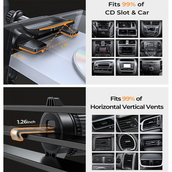 Lisen Car Holder (YL0222040016) for Air Vent, CD Slot, 2in1, Universal, Multi Angle Adjustment, Secure Fit Black Lisen Car Holder (YL0222040016) for Air Vent, CD Slot, 2in1, Universal, Multi Angle Adjustment, Secure Fit Black