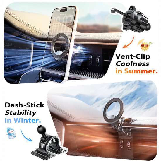Lisen Car Holder (YL0223110033) MagSafe, for Air Vent, Dashboard, Universal, Multi Angle Adjustment, Secure Fit Black Lisen Car Holder (YL0223110033) MagSafe, for Air Vent, Dashboard, Universal, Multi Angle Adjustment, Secure Fit Black