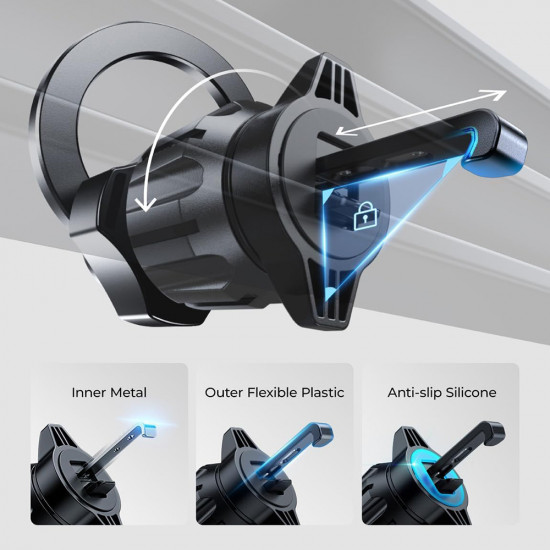 Lisen Car Holder (YL0223110033) MagSafe, for Air Vent, Dashboard, Universal, Multi Angle Adjustment, Secure Fit Black Lisen Car Holder (YL0223110033) MagSafe, for Air Vent, Dashboard, Universal, Multi Angle Adjustment, Secure Fit Black