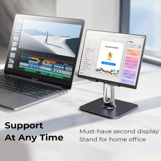 Lisen Desk Holder Q18 (YL0423120002) for Tablets, Foldable, Adjustable, 360° Rotation, Stable, 4.7" 12.9" Black