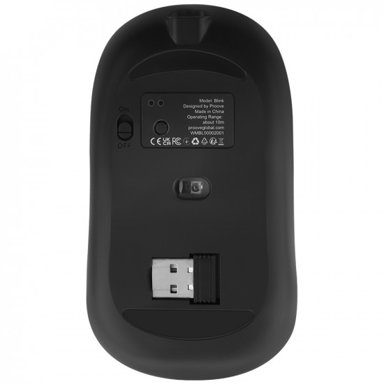 Proove Wireless Mouse Blink (WMBL00002001) for Office, Ergonomic, 2.4GHz, BT5.0, 4 Buttons, 800 1600DPI, 650mAh Black