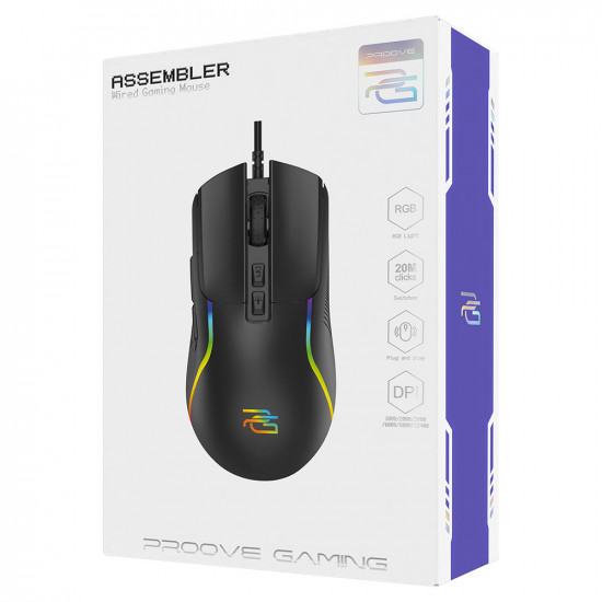 Proove Wired Mouse Assembler (CMAS00000101) for Gaming, USB, RGB, 7 Buttons, 12400DPI, Windows, Mac, Linux, 1.5m Black