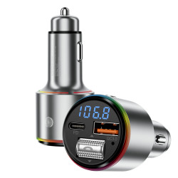 Proove Car Charger with FM Modulator (FMPD30110006) USB, Type C, AUX, Bluetooth 5.3, Fast Charge, 30W, 12 24V Silver