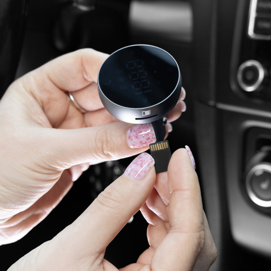 Proove Car Charger with FM Modulator (FMSS30110003) with Touch Screen, USB, Type C, U Disk, TF, Bluetooth 5.0, 30W Grey