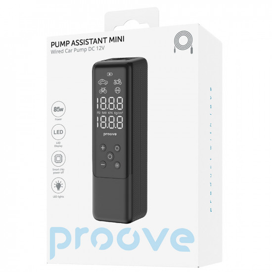 Proove Car Pump Assistant Mini (PPAM85010901) Portable Compressor, Digital Display, for Cigarette Lighter, 85W Black Proove Car Pump Assistant Mini (PPAM85010901) Portable Compressor, Digital Display, for Cigarette Lighter, 85W Black