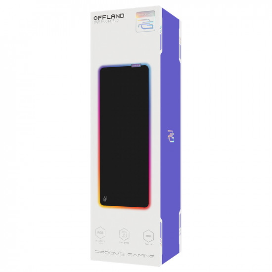 Proove Mouse Pad Offland (MPOF00022401) for Gaming, USB to USB C, RGB backlit, Slim, Flexible, 800x300x4mm, 1.8m Black Proove Mouse Pad Offland (MPOF00022401) for Gaming, USB to USB C, RGB backlit, Slim, Flexible, 800x300x4mm, 1.8m Black