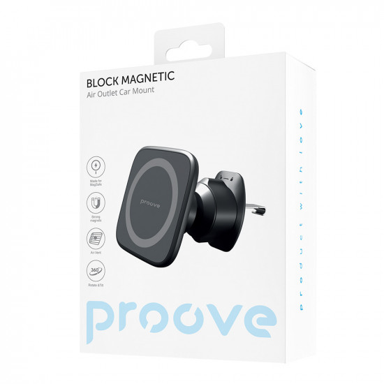 Proove Car Holder Block (CHMA00000001) Magnetic, for Air Vent, with Silicone Coating, Universal Black