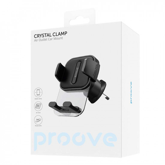 Proove Car Holder Crystal Clamp (CHCC00000001) Air Vent, Mechanical Clamp, Secure Fastening, for 4.7" 6.9" Phones Black Proove Car Holder Crystal Clamp (CHCC00000001) Air Vent, Mechanical Clamp, Secure Fastening, for 4.7" 6.9" Phones Black