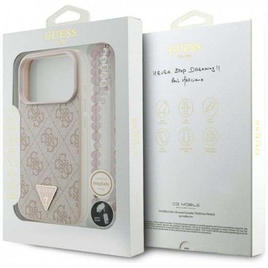 Case Guess 4G Strap Triangle Logo MagSafe for iPhone 17 Pro pink Case Guess 4G Strap Triangle Logo MagSafe for iPhone 17 Pro pink