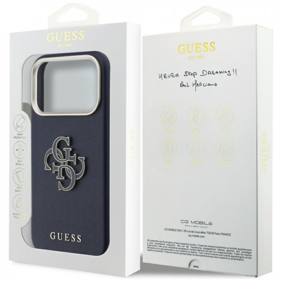 Case Guess FW Resin Logo for iPhone 17 Pro blue Case Guess FW Resin Logo for iPhone 17 Pro blue