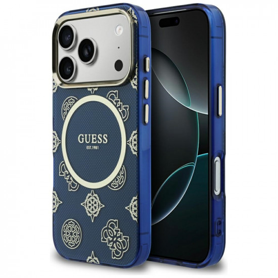 Case Guess IML Peony Dot MagSafe for  iPhone 17 Pro blue