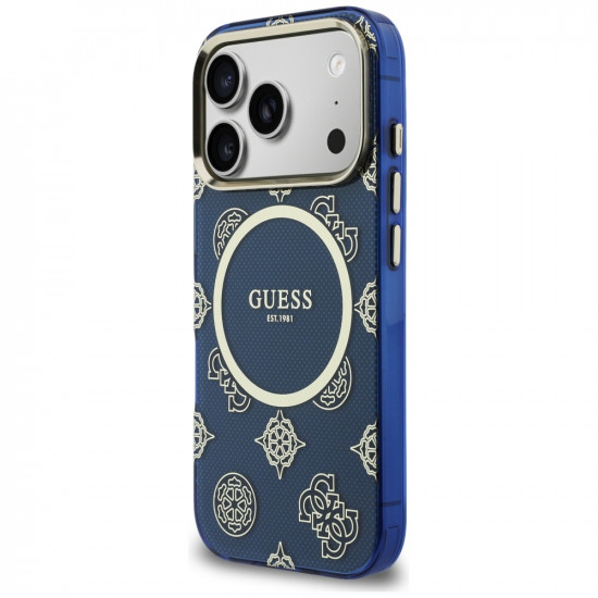 Case Guess IML Peony Dot MagSafe for  iPhone 17 Pro blue