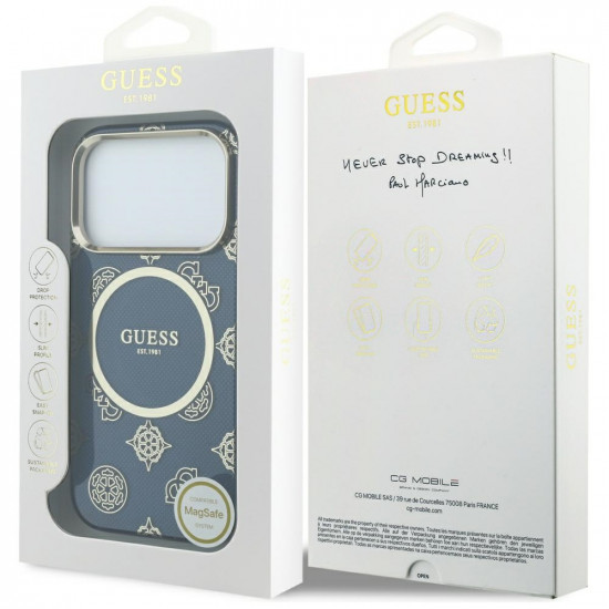 Case Guess IML Peony Dot MagSafe for  iPhone 17 Pro blue