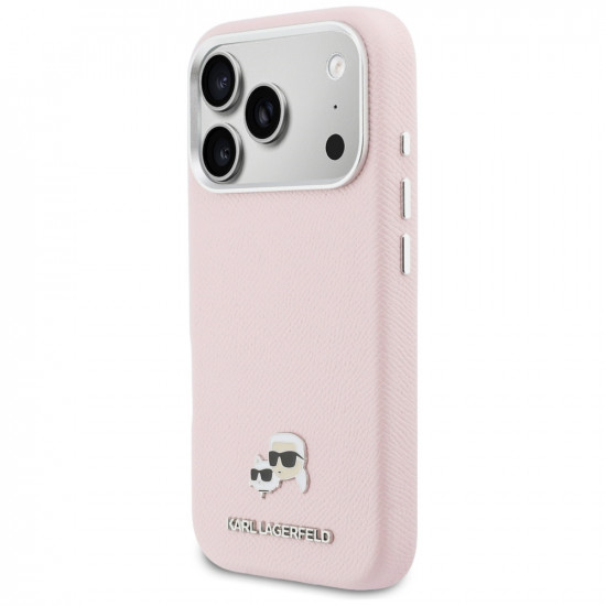 Case Karl Lagerfeld Karl & Choupette     Head Pins Saffiano MagSafe for iPhone 17 Pro pink