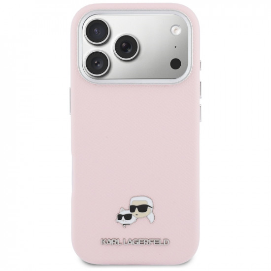 Case Karl Lagerfeld Karl & Choupette     Head Pins Saffiano MagSafe for iPhone 17 Pro pink