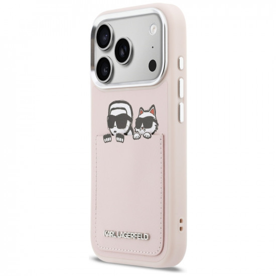 Case Karl Lagerfeld Karl & Choupette     Print & Pocket for iPhone 17 Pro pink
