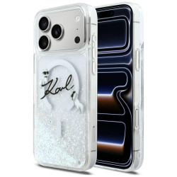 Case Karl Lagerfeld Liquid Glitter Karl  Script Logo MagSafe for iPhone 17 Pro Max transparent