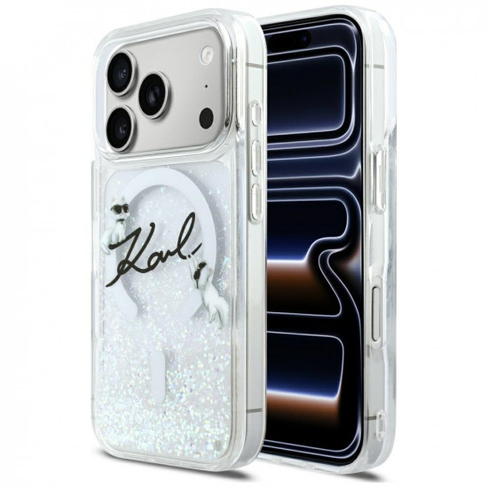 Case Karl Lagerfeld Liquid Glitter Karl Script Logo MagSafe for iPhone 17 Pro transparent Case Karl Lagerfeld Liquid Glitter Karl Script Logo MagSafe for iPhone 17 Pro transparent