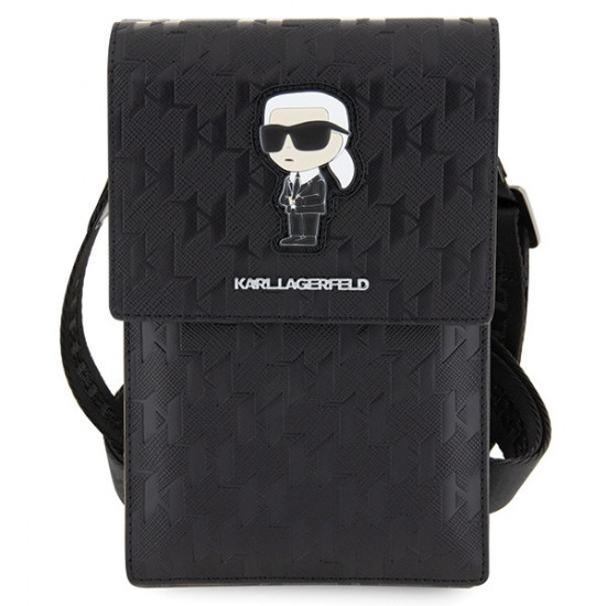 Karl Lagerfeld KLWBSAKHPKK black Saffiano Monogram Ikonik handbag