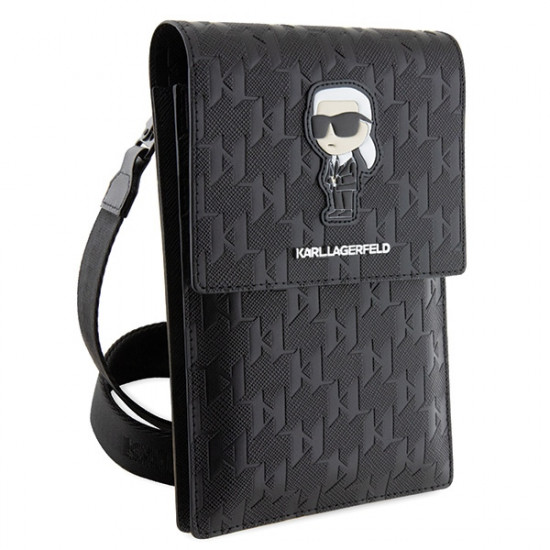 Karl Lagerfeld KLWBSAKHPKK black Saffiano Monogram Ikonik handbag