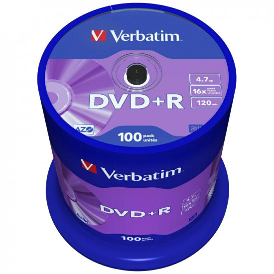 DVD+R Disc Verbatim 4.7GB 16X 100pcs silver 43551