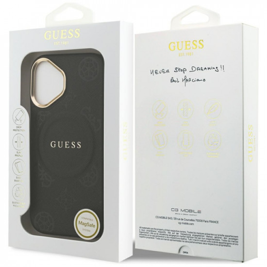 Case Guess Peony Hot Stamp MagSafe for iPhone 17 black Case Guess Peony Hot Stamp MagSafe for iPhone 17 black