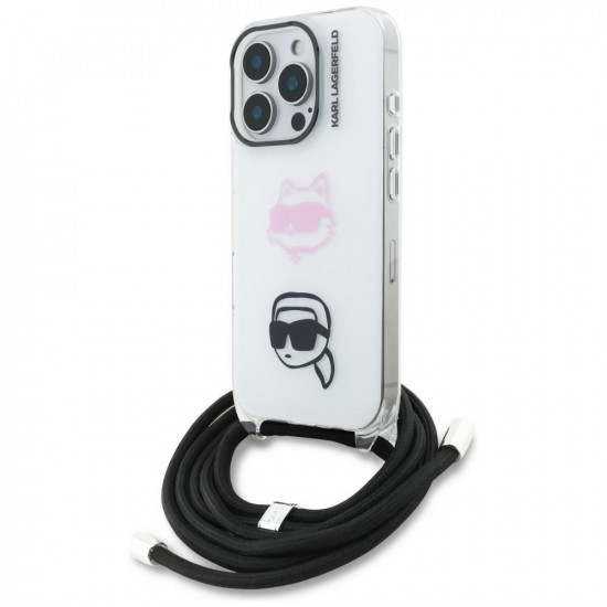 Case Karl Lagerfeld IML Crossbody Karl&amp;Choupette Head for iPhone 16 Pro white