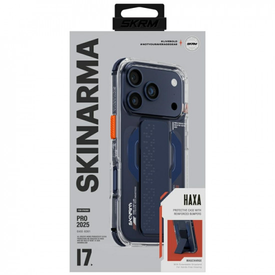Case Skinarma Haxa for iPhone 17 Pro Magnetic Charging + Grip Stand blue