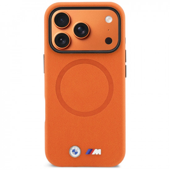 Case BMW M FW Logo Metal MagSafe for iPhone 17 Pro Max orange Case BMW M FW Logo Metal MagSafe for iPhone 17 Pro Max orange