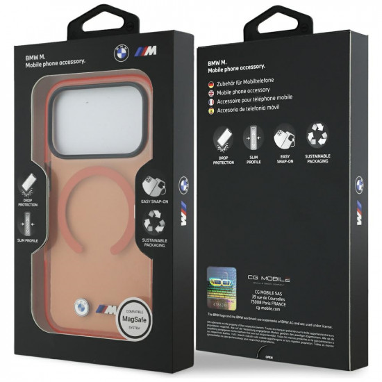 BMW M IML Metal Logos MagSafe Case for iPhone 17 Pro Orange