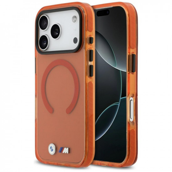 BMW M IML Shockproof Metal Logos MagSafe Case for iPhone 17 Pro Max Orange