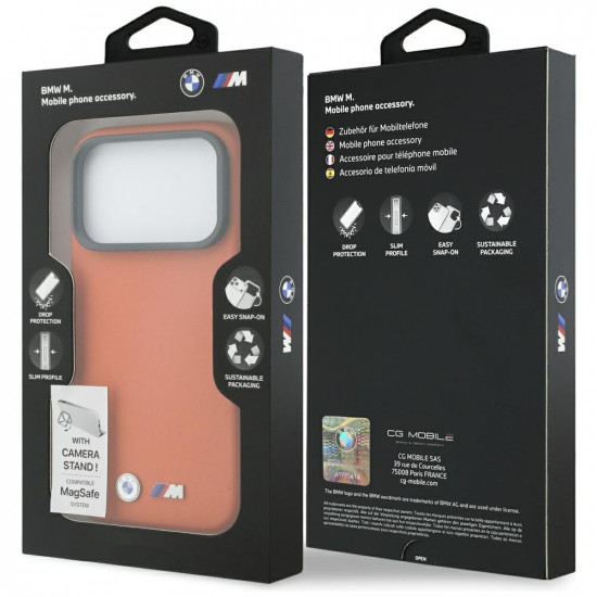 Case BMW M Metal Logo MagSafe for iPhone 17 Pro Max orange Case BMW M Metal Logo MagSafe for iPhone 17 Pro Max orange