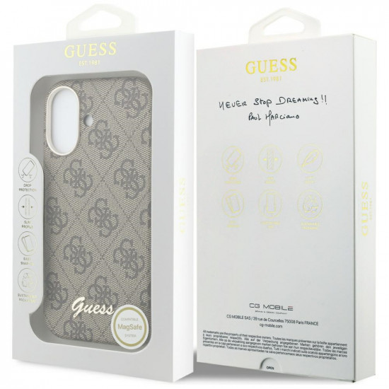 Case Guess 4G Script MagSafe for iPhone 17 brown
