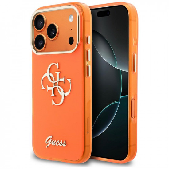Guess IML 4G Script Metal Case for iPhone 17 Pro Orange