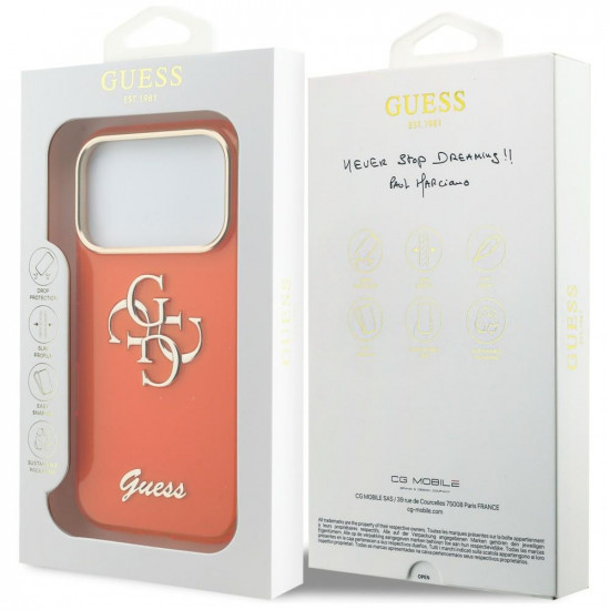 Guess IML 4G Script Metal Case for iPhone 17 Pro Orange