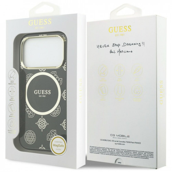 Guess IML Peony Dot MagSafe Case for iPhone 17 Pro Black
