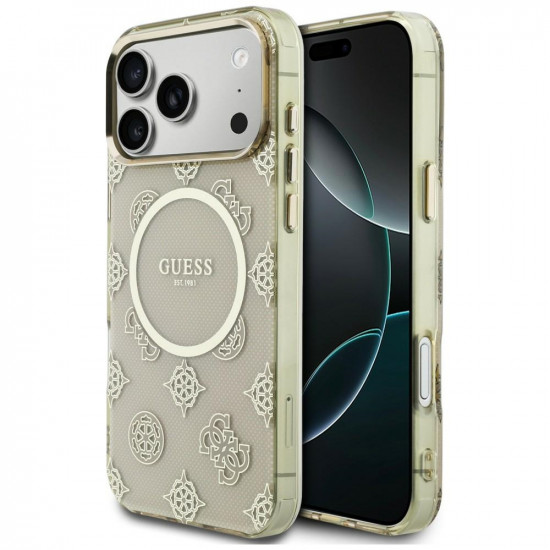 Guess IML Peony Dot MagSafe Case for iPhone 17 Pro Max Beige