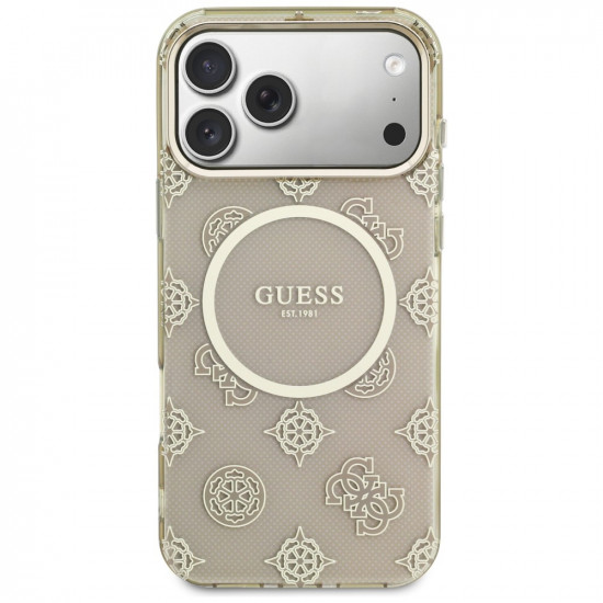 Guess IML Peony Dot MagSafe Case for iPhone 17 Pro Max Beige