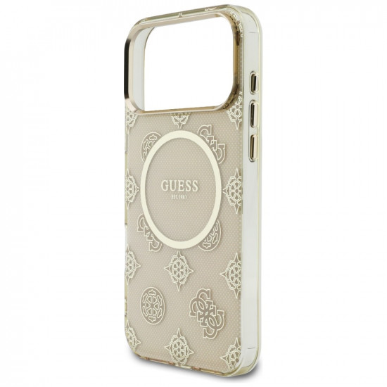 Guess IML Peony Dot MagSafe Case for iPhone 17 Pro Max Beige