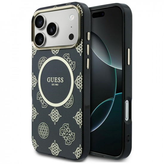 Guess IML Peony Dot MagSafe Case for iPhone 17 Pro Max Black