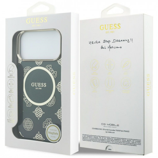 Guess IML Peony Dot MagSafe Case for iPhone 17 Pro Max Black