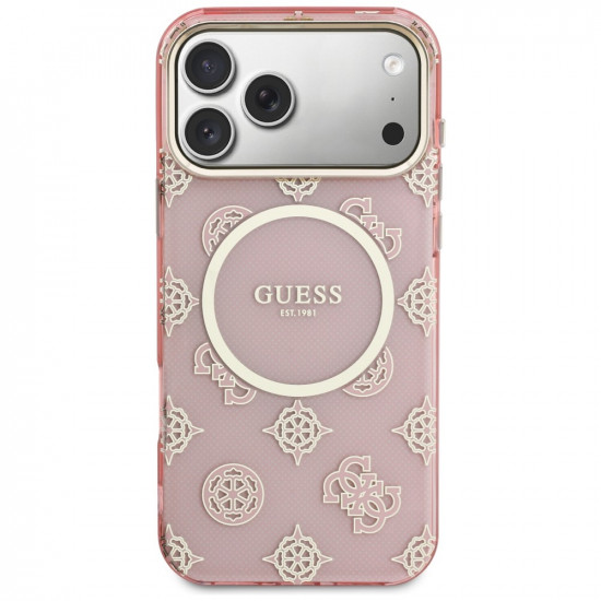 Guess IML Peony Dot MagSafe Case for iPhone 17 Pro Max Pink