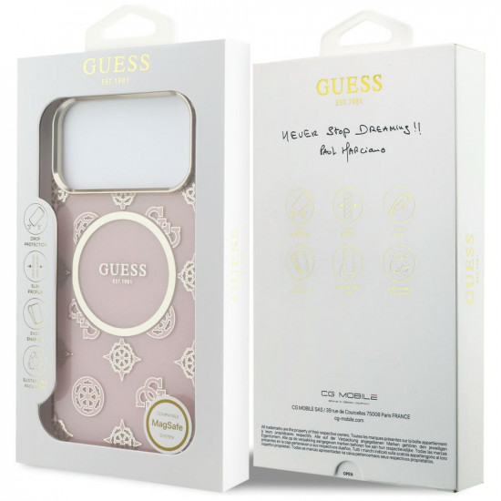 Guess IML Peony Dot MagSafe Case for iPhone 17 Pro Max Pink