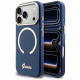 Guess IML Script Metal MagSafe Case for iPhone 17 Pro Max Blue