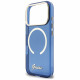 Guess IML Script Metal MagSafe Case for iPhone 17 Pro Max Blue