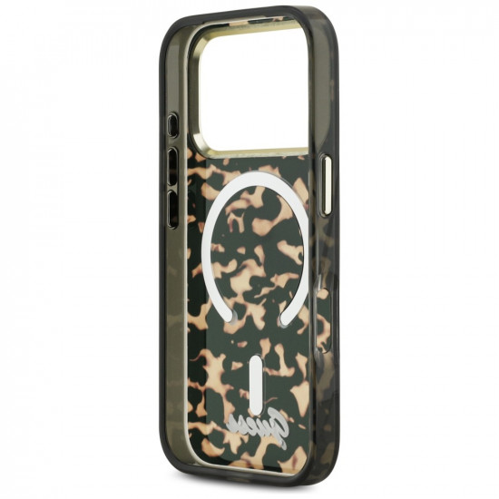 Guess IML Script Metal MagSafe case for iPhone 17 Pro Max tortoise