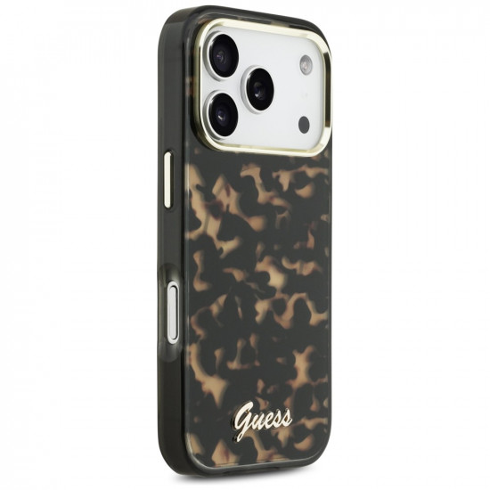 Guess IML Script Metal MagSafe case for iPhone 17 Pro tortoise