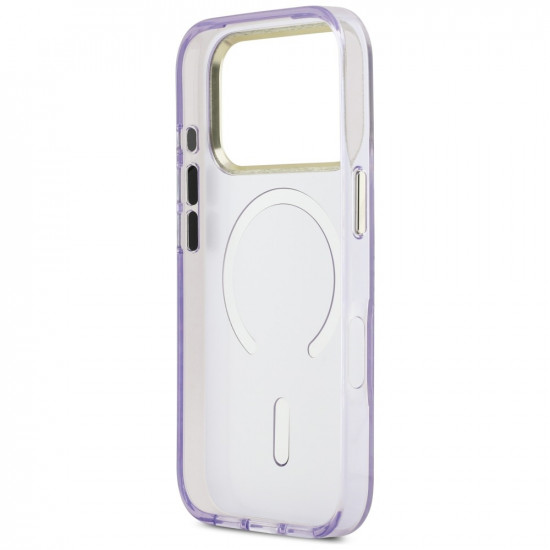 Guess IML Shell Script Metal MagSafe Case for iPhone 17 Pro Max Purple