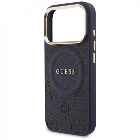 Guess Peony Hot Stamp MagSafe Case for iPhone 17 Pro Max Blue