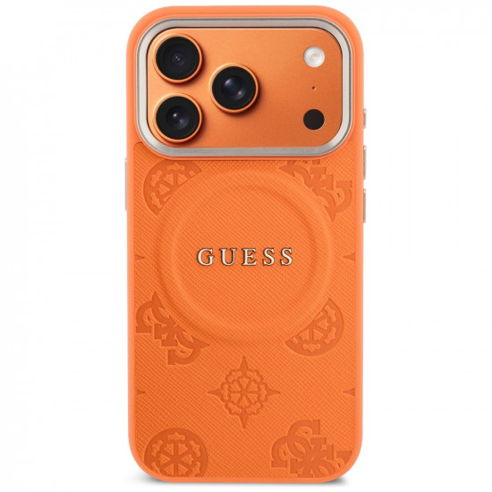 Guess Peony Hot Stamp MagSafe Case for iPhone 17 Pro Max Orange